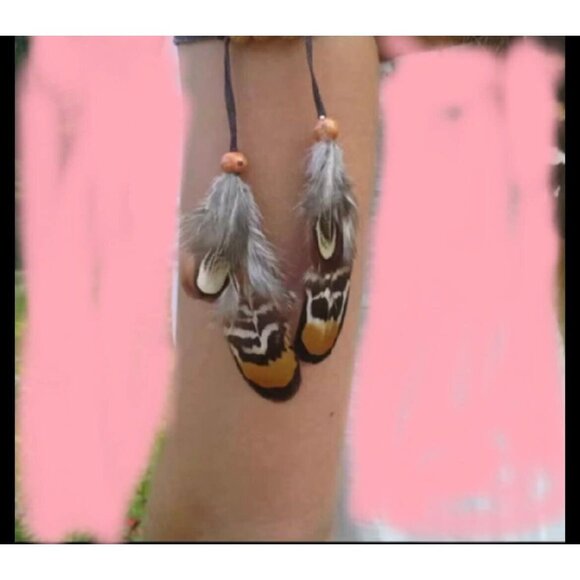 Armlet feather brown upper arm cuff bracelet big armband rainbow bracelet boho - Picture 1 of 5